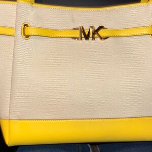 Michael Kors Yellow and Cream Tote Bag